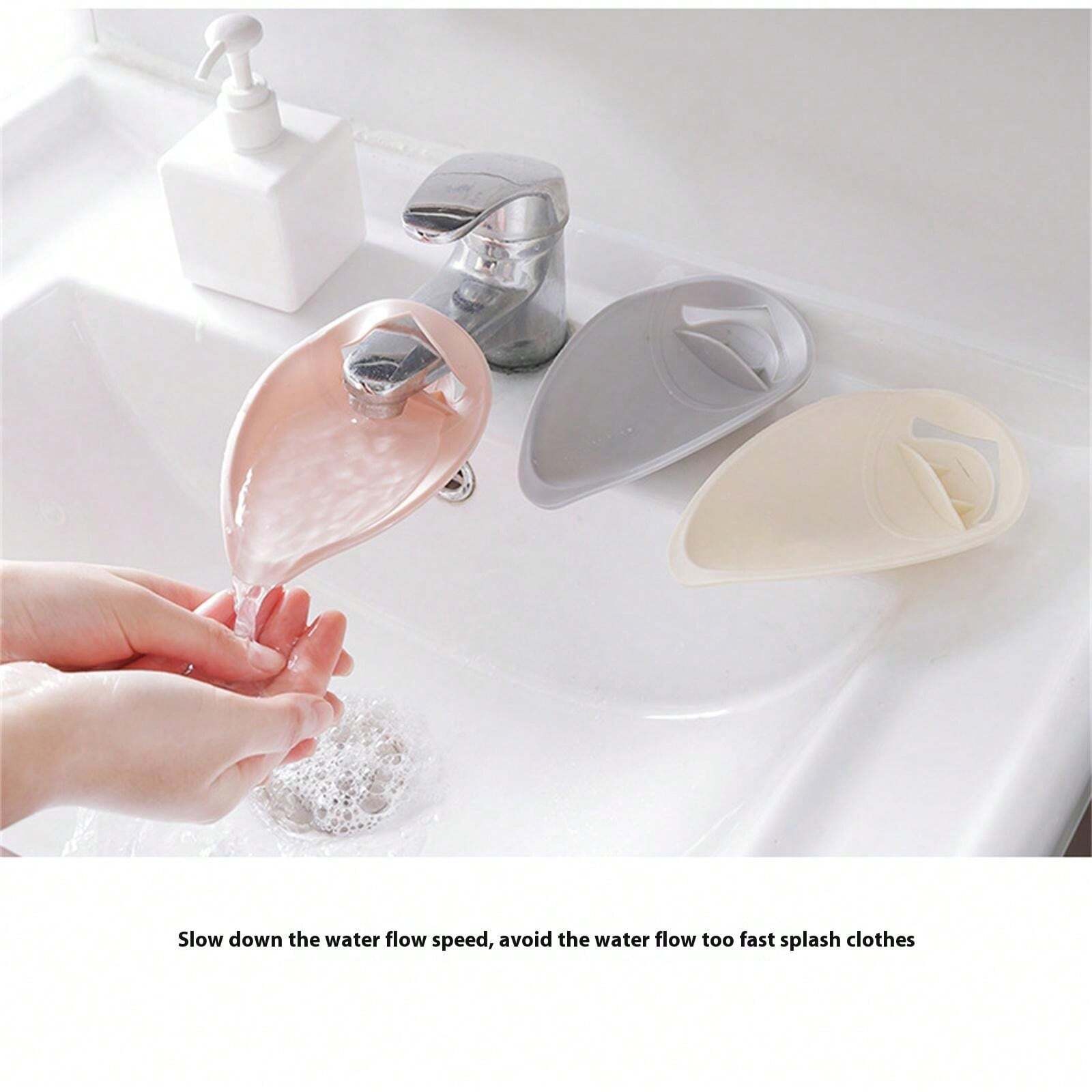2 Rallonges De Robinet Silicone Pour Enfants - Gris Et Rose - Pour Salle De Bain, Cuisine, Apprentissage Lavage Mains