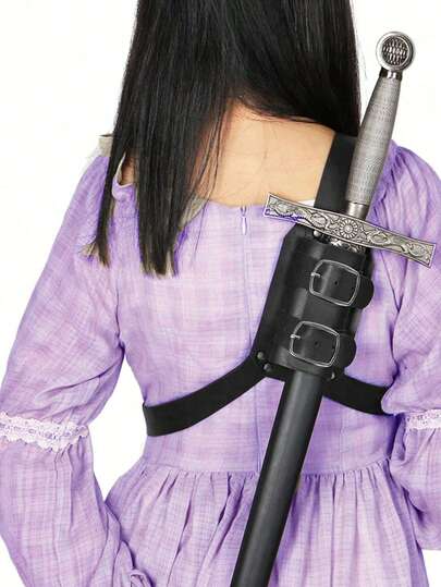 1 件中世纪皮革单肩剑鞘骑士剑皮套肩背剑鞘适用于文艺复兴时期维京集市角色扮演万圣节服装配饰