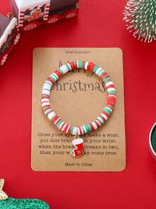 Bộ vòng tay Giáng sinh 6 chiếc/bộ, Ông già Noel cổ điển, Cây thông Noel, Người tuyết, Bông tuyết, Mũ Giáng sinh, Vòng tay mặt dây chuyền hình tất Giáng sinh, Thiệp Giáng sinh vui vẻ Vòng tay đàn hồi có thể điều chỉnh Quà tặng - Đầy màu sắc - Xem 10