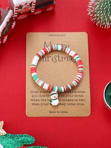 Bộ vòng tay Giáng sinh 6 chiếc/bộ, Ông già Noel cổ điển, Cây thông Noel, Người tuyết, Bông tuyết, Mũ Giáng sinh, Vòng tay mặt dây chuyền hình tất Giáng sinh, Thiệp Giáng sinh vui vẻ Vòng tay đàn hồi có thể điều chỉnh Quà tặng - Đầy màu sắc - Xem 7