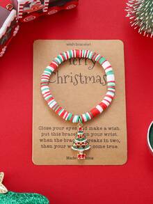 Bộ vòng tay Giáng sinh 6 chiếc/bộ, Ông già Noel cổ điển, Cây thông Noel, Người tuyết, Bông tuyết, Mũ Giáng sinh, Vòng tay mặt dây chuyền hình tất Giáng sinh, Thiệp Giáng sinh vui vẻ Vòng tay đàn hồi có thể điều chỉnh Quà tặng - Đầy màu sắc - Xem 8