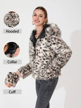 Women's Luxury Fluffy Leopard Print Winter Coat