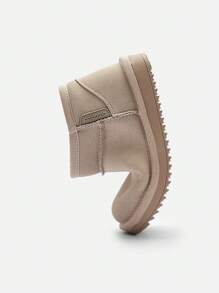 Balabala 冬季时尚儿童短款雪地靴 – 适合男孩和女孩的保暖踝靴，适合户外探险的柔软套脚鞋