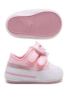 Newborn Baby Girl Pink Sneakers With Sole For Christening - 粉色 - 查看 3
