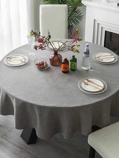 1 块圆形亚麻桌布，适用于餐厅、餐桌、婚礼装饰、生日派对、户外聚会、家居装饰