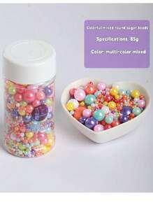 85g Colorful Pearl Sugar Colorful Sugar Beads Muffins Cup Cake Cookies Dessert Baking Decoration Sugar Beads Cake Decoration Ornaments DIY Decorative Beads Christmas Gift (Some Accessories Are Sent Randomly)