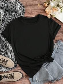 Custom Plus Size T-Shirt For Christmas Party, Thanksgiving, Add Your Own Text/Image (Patch/Company Logo/Family Photo/Selfie) To Design Personalized Printed T-Shirt, Anniversary Gift, Valentine's Day, Christmas, Thanksgiving, New Year Patterns, Logo | Business | Wedding Gift | Party | Birthday Gift | Halloween Costume | Christmas, Baby/Couple/Family/Pet Photos, For Summer,Ornamental,Dawg,Unique,Custom,Ideal Gifts For Her,Family,Friends,Pink Girls,For Holiday,For Vacation,For Anniversaries - Black - View 2