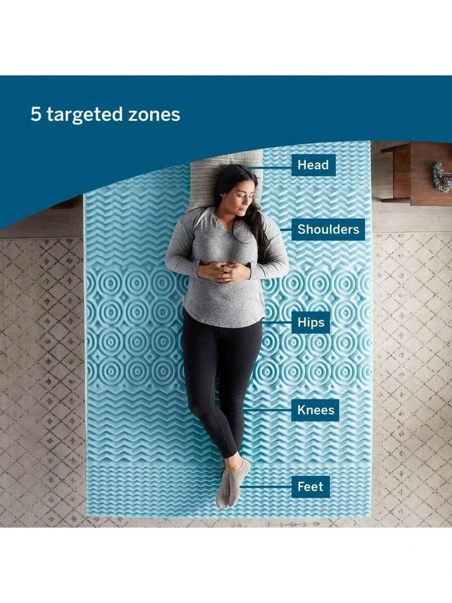 Memory Foam Mattress Topper Single Bed (90 X 190 Cm) With 5 Zones And