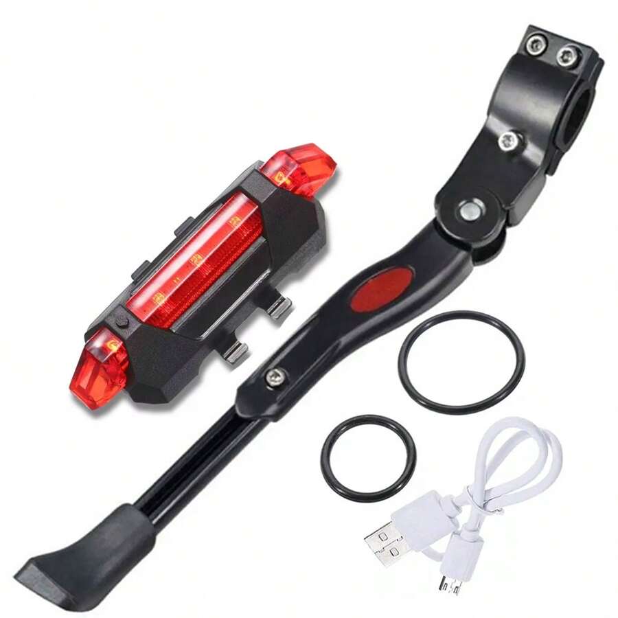 Footrest For Side Bike With Adjustment 20 To 29 + Rear Bike Light Bicycle Signal LED Light USB - màu đen - Xem 1