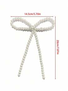 1pc Women's White Faux Pearl Decor Big Bow Hair Clip, Spring Clip Hairpin For Back Of Head. Sweet & Elegant, Suitable For Campus, Party, Ball, And Daily Use Valentine's Day Valentineshair Accessories For Women