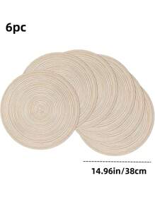 2pcs/12pcs Round Woven Placemats & Coasters Set, 15 Inch, Reversible & Machine Washable, Suitable For Dining Table, Kitchen, Holiday Party, Dinner, Family Gathering (Milk Coffee Color) - Milk Coffee Color - View 10