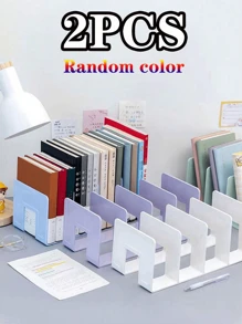 1/4pcs 4-Slot Large Capacity Acrylic Bookshelf, Multifunctional Bookend, Bookstand, Desk Organizer Rack, Portable Bookcase, Anti-Shake Book Clip, Book Divider, Stationery Organizer, Independent Compartment, Wide Opening Design, Suitable For Bedroom, Living Room, School, Dorm, Office Desk, Stationery, Documents, Kitchen, Bathroom