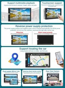 7 英寸汽车收音机、通用便携式 GPS 导航 MP5 播放器、高清触摸屏、汽车立体声 FM 音频接收器（带免提通话功能）、USB AUX-IN、Mirrorlink，包括后视备用摄像头 - 黑色 - 查看 4