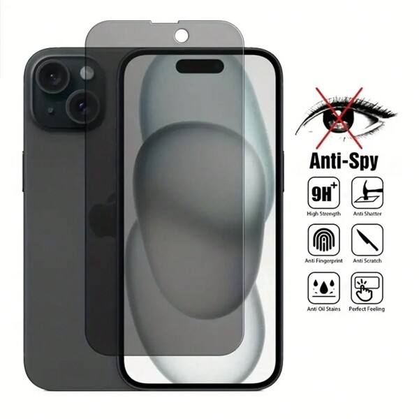 1 pieza Protector de pantalla de privacidad de cobertura total compatible con iPhone X, XS, XR, 11, 12, 13, 14, 15 PRO MAX - Vidrio templado anti-espía