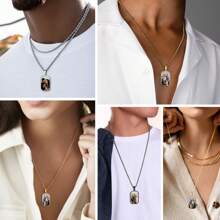 Personalized Colorful Photo Necklace, 18K Gold Plated Stainless Steel Chain, Custom Pendant For Men & Women, Personalized Jewelry Gift For Loved Ones, Birthday/Mother's Day/Thanksgiving/Christmas,Black,Stylish,Colorful,Vintage,Unisex,Hipster,Simple,Casual,Custom,Personalized,Unique,Ideal Gifts For Him,Ideal Gifts For Her,Her,Boyfriend,Girlfriend,Dad,Mom,Family,Friends,For Anniversaries,For Birthdays,For Graduation,For Prom,For Party,Jewelry Women,Elegant Outfit