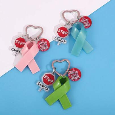 قطعة واحدة سلسلة مفاتيح من الأسيتات مخصصة للتوعية بسرطان عنق الرحم للنساء