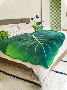 1 件舒适叶形绿叶毯 - 柔软、温暖、鲜艳的高清数码印花毯，适用于沙发、床和沙发，带有叶子图案设计 - 非常适合室内和室外使用，柔软舒适的毯子午睡毯，适用于旅行沙发床办公室家居装饰，圣诞礼物 - 多色 - 查看 9