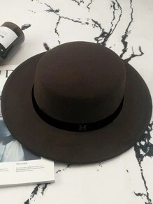 1st Dames Warme Herfst & Winter M Geletterde Vilt Hoed, Kleine Rand Britse Stijl Fedora Hoed, Voor Dagelijks Gebruik