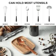 Reposacoldheres de acacia para la encimera de la cocina, soporte para cucharas para la estufa, soporte para espátulas de cocina para la encimera, reposacoldheres de café, con pies de silicona antideslizante, reposacoldheres de estilo rústico