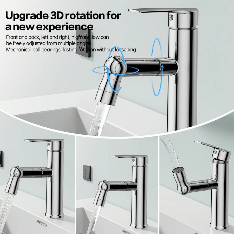 Plating SingleHandle 360° Rotation Faucet, Bathroom Sink Faucet With
