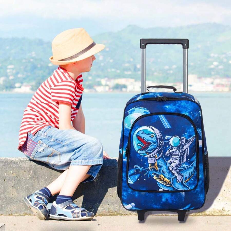 Kids Luggage With Wheels For Boys, Cute Dinosaur Rolling Carry On
