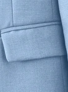 青少年男孩正式服装套装 - 牛仔蓝长袖西装外套 + V 领背心 + 黑色蝴蝶结 + 裤子，4 件套婚礼西装套装 - 霧霾藍 - 查看 6