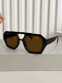 Gafas de moda con doble puente cuadrado vintage, gafas de lente de océano de alta gama retro para fiestas de playa al aire libre, gafas de moda de estilo callejero para mujeres, accesorios de playa para mujeres, para verano, playa, vacaciones, al aire libre y viajes