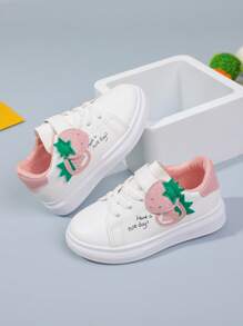 全新设计女孩/儿童草莓印花低帮溜冰鞋带钩环 - 粉色 - 查看 2