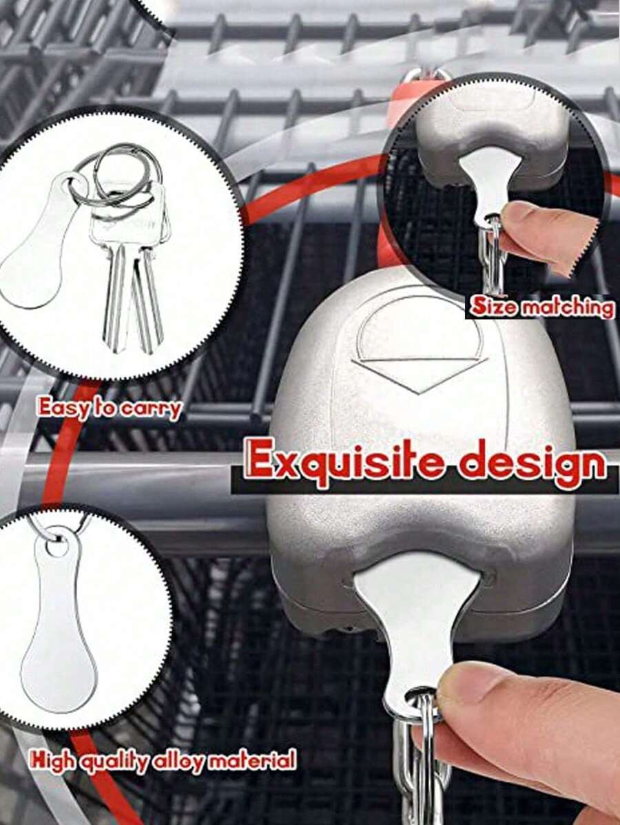 1pc Stainless Steel Shopping Cart Token Keychain,Portable Reusable Metal Key Ring,Supermarket Grocery Coin Holder,Compact Durable Daily Shopping Accessory,Easy Use Carry Lightweight Small Tool,Gift For Friends Family Colleagues,Daily Carry Essential