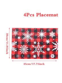 4 Piezas Manteles individuales de satén navideños, con diseños de árbol de Navidad, muñeco de nieve y ciervos, manteles rectangulares lavables de poliéster para mesa de comedor, manteles de cocina, posavasos de café, decoraciones navideñas para el hogar 2025, adecuados para cocina, comedor, boda, decoración del hogar, decoración de habitaciones, decoración interior, decoración de mesa, fiesta navideña, regalo ideal