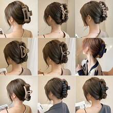 女士时尚 5/8/10 件发爪套装 - 大号，强力抓握，适合浓密头发 | 合金和亚克力 | 百搭纯色设计 | 适合日常和休闲穿着的最佳礼物 - 彩色 - 查看 8