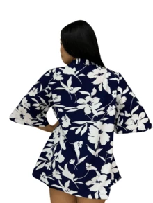 Women's Kimono Printed Casual Fashion Summer Beach - Màu xanh hải quân - Xem 4