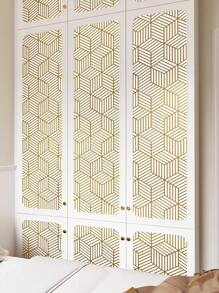 1M/3M 金色几何条纹自粘墙纸，房间背景墙装修装饰，防水防潮 PVC 贴纸