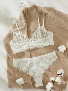 Lace Trim Sexy Lingerie Set For Women For Rave For Going Out - White - View 6