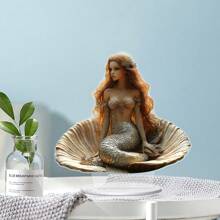 1pc Elegant 2D Acrylic Mermaid On Shell Desktop Decor, Modern Home, Office, Cafe, Girls Room Decoration Best