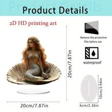 1pc Elegant 2D Acrylic Mermaid On Shell Desktop Decor, Modern Home, Office, Cafe, Girls Room Decoration Best
