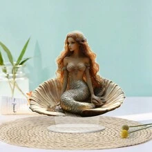1pc Elegant 2D Acrylic Mermaid On Shell Desktop Decor, Modern Home, Office, Cafe, Girls Room Decoration Best