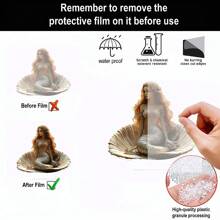 1pc Elegant 2D Acrylic Mermaid On Shell Desktop Decor, Modern Home, Office, Cafe, Girls Room Decoration Best