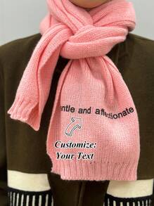 Khăn choàng màu trơn in chữ hoặc tên chúc phúc tùy chỉnh, khăn choàng ấm áp thời trang cho mùa thu đông, món quà hoàn hảo cho Giáng sinh, Lễ tạ ơn, Ngày lễ tình nhân, Năm mới, Gia đình - Xám - Xem 1