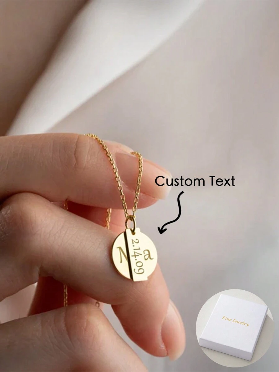 Creative And Fashion , Unique Round And Square Stainless Steel Pendant Custom Necklace That Can Be Engraved With English Names And Numerical Dates. It Is A Carefully Crafted Jewelry Accessory Gift For Mothers, Family, Friends, And Loved Ones On Thanksgiving, Christmas, And Birthdays - Multicolor - View 1