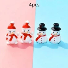 2/4/10 Pcs Mini Resin Snowman Figurines, Suitable For Yard, Garden, Bedroom, Living Room, TV Stand, Computer Desk Decor, Holiday Display And Party Accessories - Multicolor - View 14