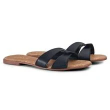 Rasteira Sandalia Feminina Casual Confortável - Preto - Visão 1