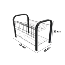 Dish Drainer For Sink 2 Tiers Double Cutlery Glasses Space For 18 Dishes Modern Dryer - Colors: Black And Silver - RTA Móveis. - 黑色 - 查看 2