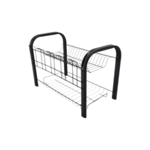 Dish Drainer For Sink 2 Tiers Double Cutlery Glasses Space For 18 Dishes Modern Dryer - Colors: Black And Silver - RTA Móveis. - 黑色 - 查看 3