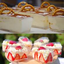 140ml Transparent Dessert Cups, 25pcs Reusable Plastic Square Dessert Cups, Mini Dessert Bowls For Mousse, Pudding, Party