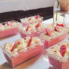 140ml Transparent Dessert Cups, 25pcs Reusable Plastic Square Dessert Cups, Mini Dessert Bowls For Mousse, Pudding, Party