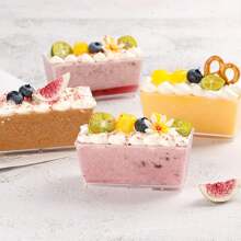 140ml Transparent Dessert Cups, 25pcs Reusable Plastic Square Dessert Cups, Mini Dessert Bowls For Mousse, Pudding, Party