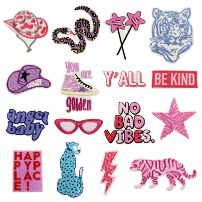 16 piezas Parches con diseño de leopardo y rayos, bordados para coser o planchar, para proyectos de manualidades DIY, reparación de ropa, chaquetas, jeans, pantalones, vestidos, mochilas, sombreros, decoraciones y regalos para Navidad y San Valentín