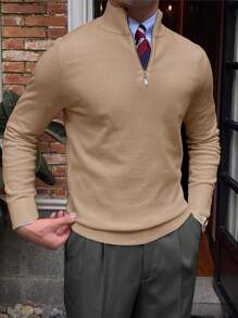 Classic Men's Versatile Turtleneck Sweater - Khaki - View 2