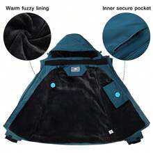 CAMEL CROWN Áo khoác trượt tuyết mùa đông chống thấm nước dành cho nam, có lớp lót giữ ấm, chống gió và chống tuyết, thích hợp cho các hoạt động leo núi và đi bộ đường dài ngoài trời. - Màu xanh lam - Xem 6
